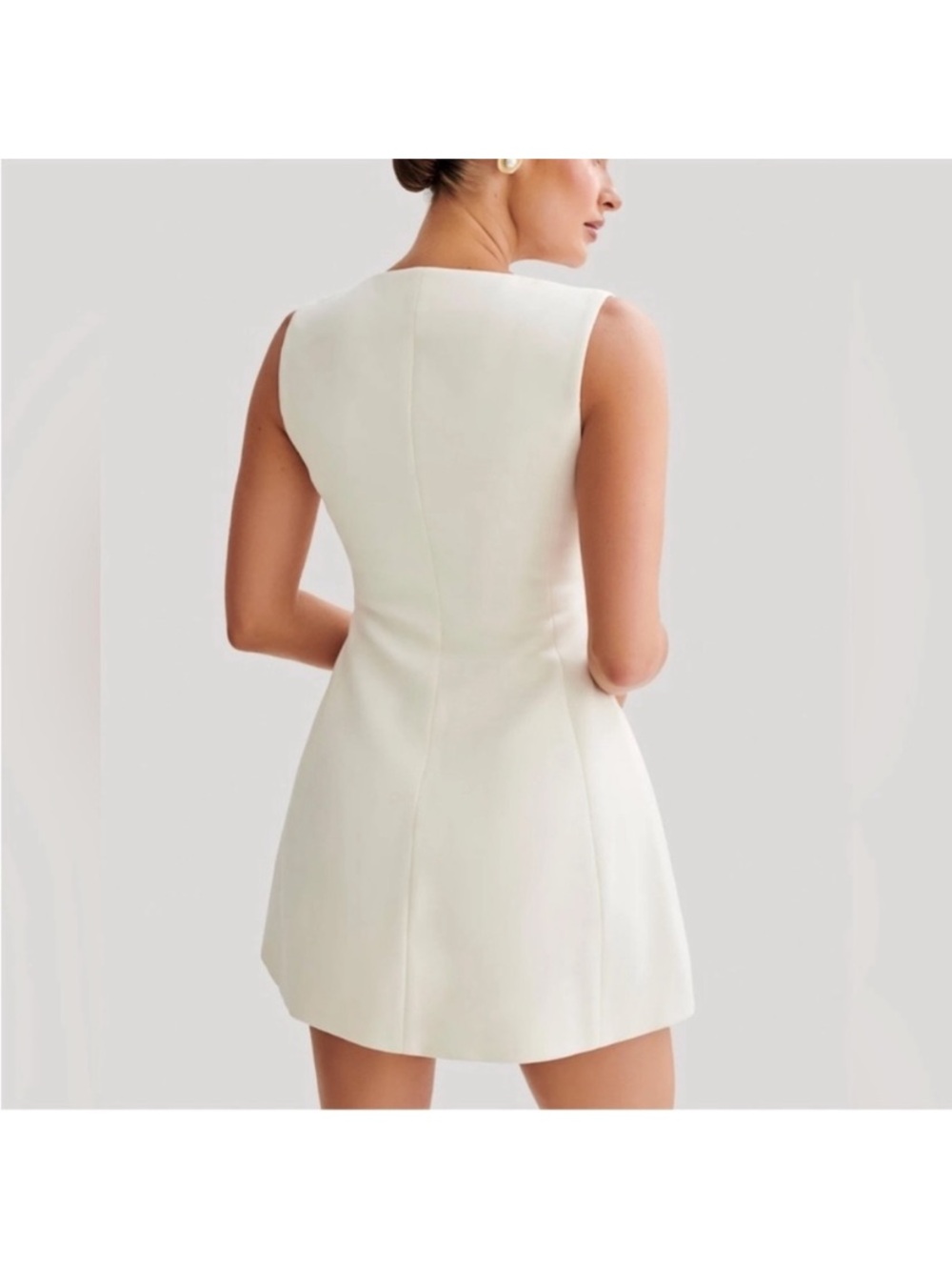 NEW Meshki Lysandre Mini Crepe Cream Dress XL - Picture 8 of 8